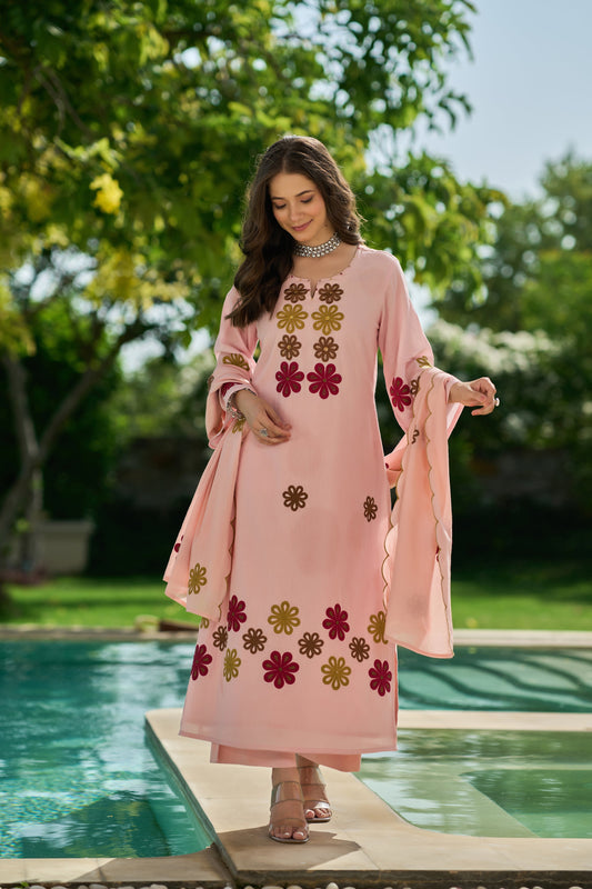 Chhabili Pink Chanderi Silk Embroidered Suit Set with Dupatta