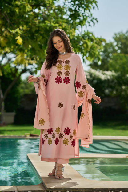 Chhabili Pink Chanderi Silk Embroidered Suit Set with Dupatta