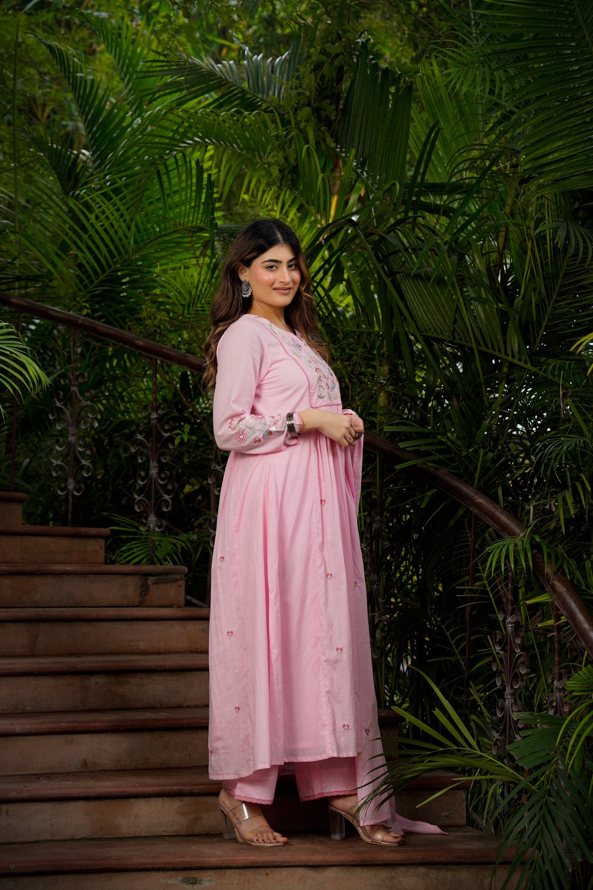 KIMORA Lemon Yellow Chanderi Silk Embroidered Kurta Pant Set with Dupatta