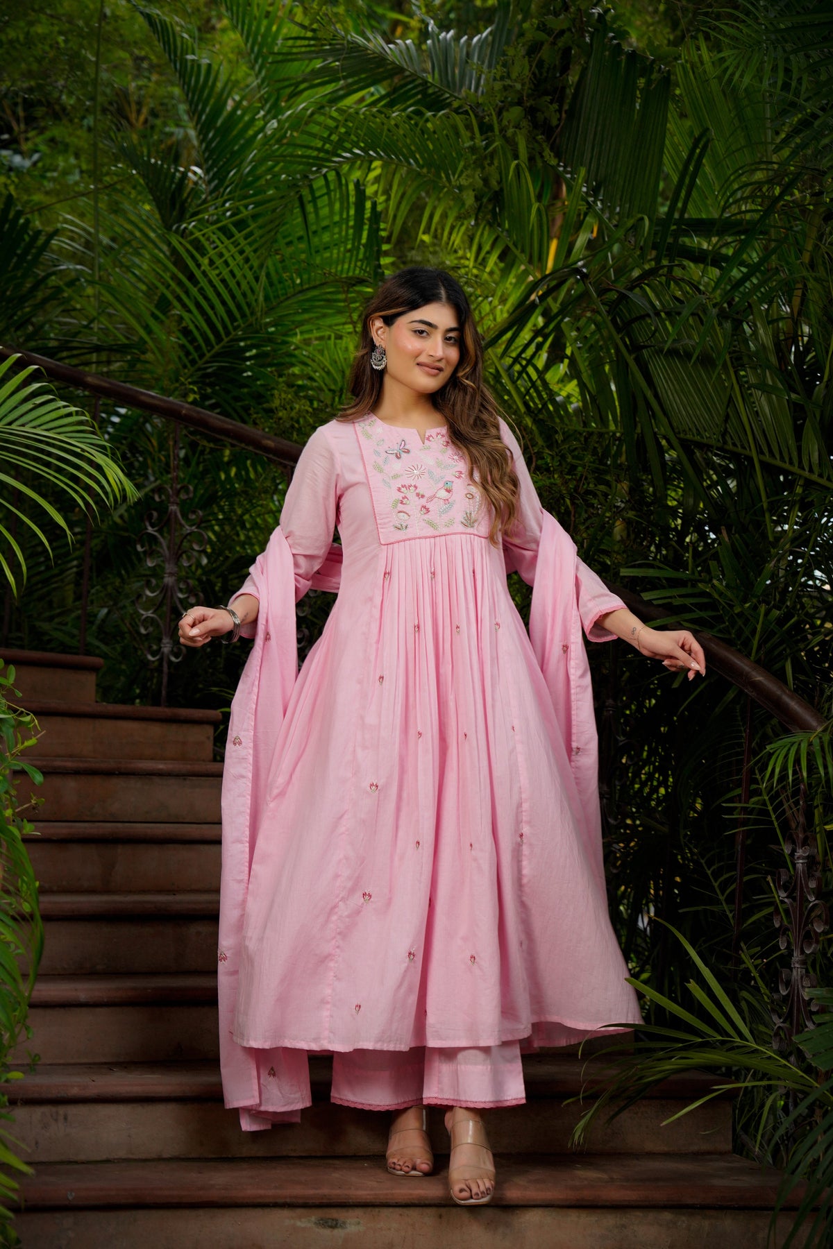 KIMORA Lemon Yellow Chanderi Silk Embroidered Kurta Pant Set with Dupatta