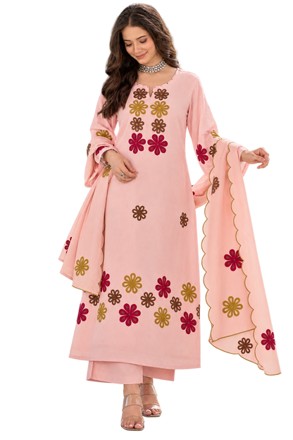 Chhabili Pink Chanderi Silk Embroidered Suit Set with Dupatta