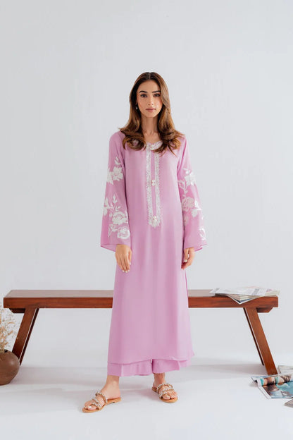 Ginni Pink Chanderi Silk Embroidered Straight Kurta Pant Set