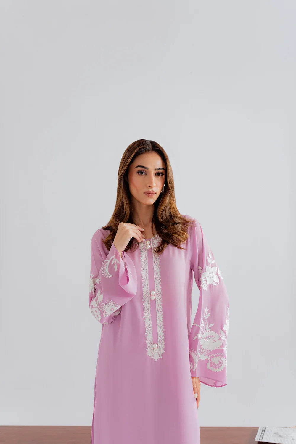 Ginni Pink Chanderi Silk Embroidered Straight Kurta Pant Set