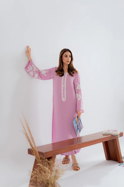 Ginni Pink Chanderi Silk Embroidered Straight Kurta Pant Set