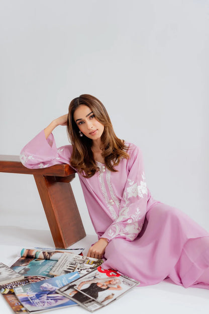 Ginni Pink Chanderi Silk Embroidered Straight Kurta Pant Set