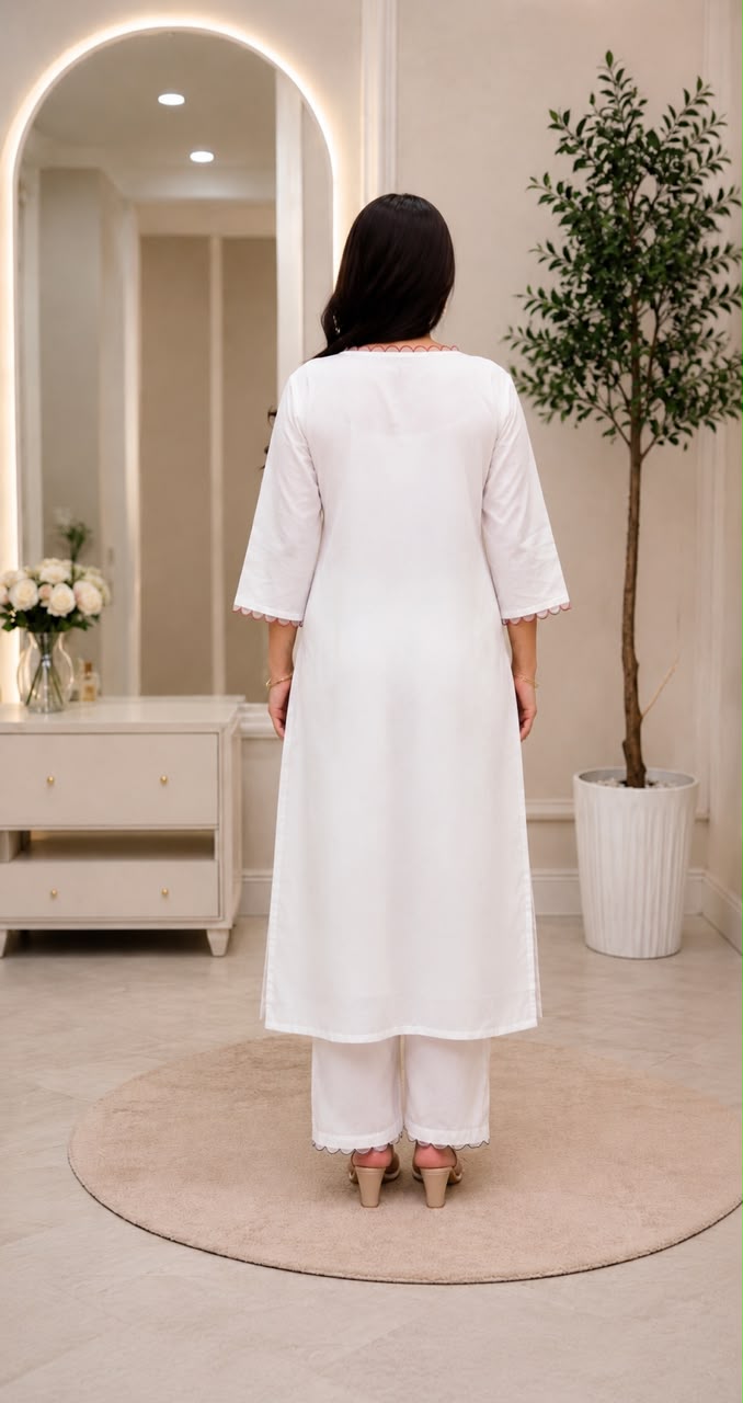 Aurelia Embroidered Slub Rayon Kurta Pant Set