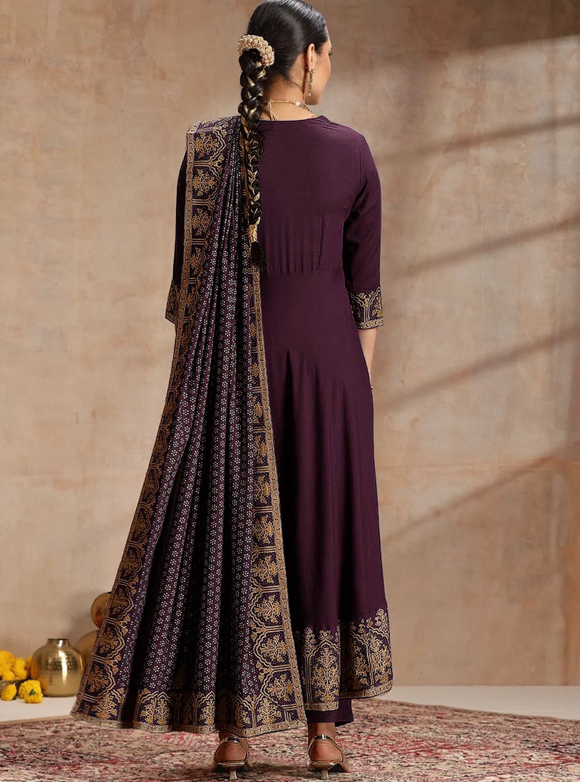 Elegant Foil Print Rayon Anarkali Kurta Pant Set with Designer Dupatta
