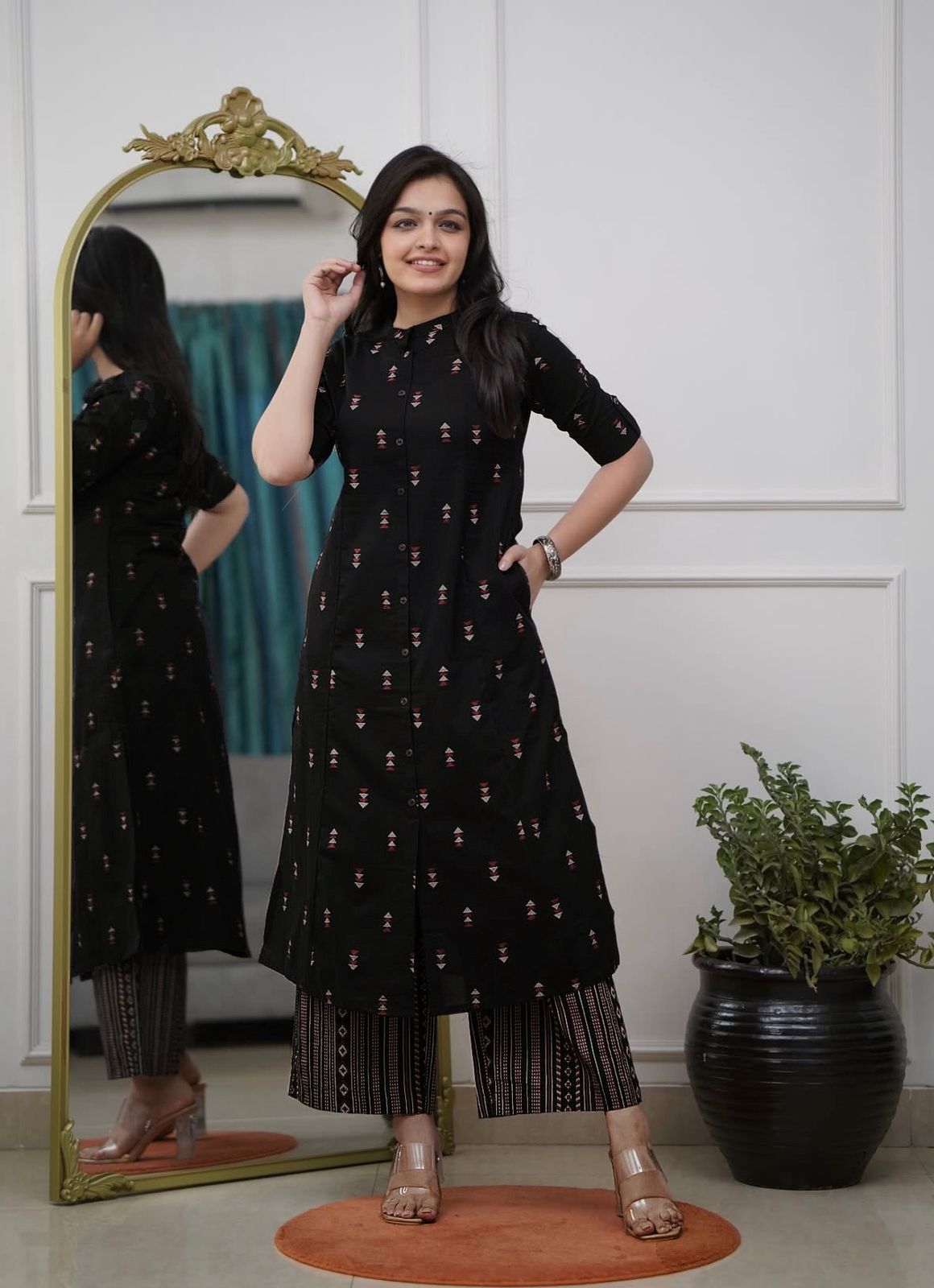 Women’s Heavy Rayon Foil Work Kurta Pant Dupatta Set – MC-1042