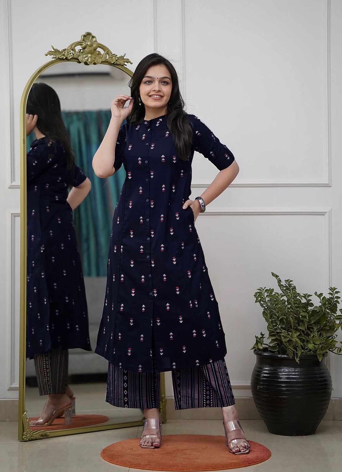 Women’s Heavy Rayon Foil Work Kurta Pant Dupatta Set – MC-1042