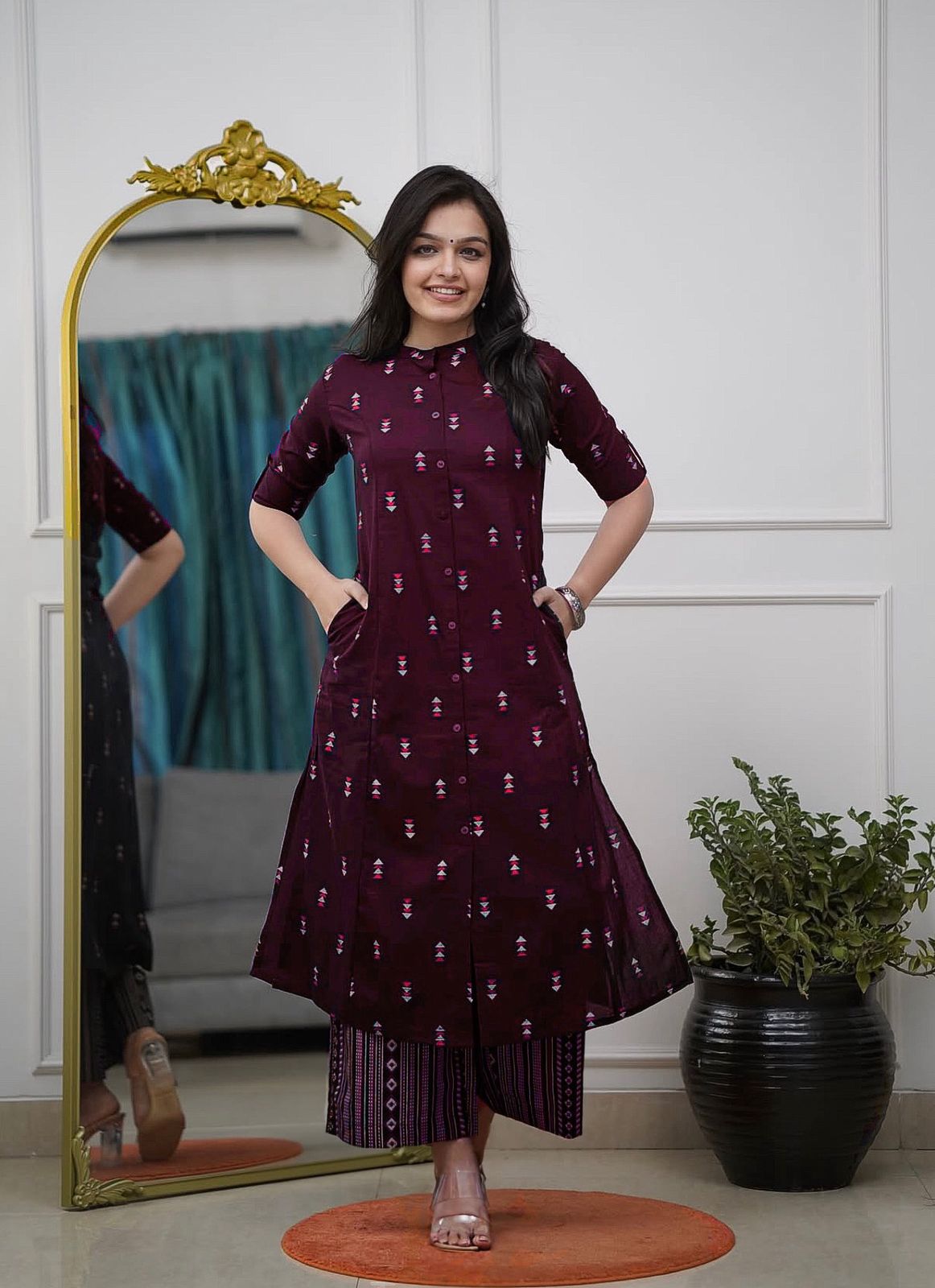 Women’s Heavy Rayon Foil Work Kurta Pant Dupatta Set – MC-1042